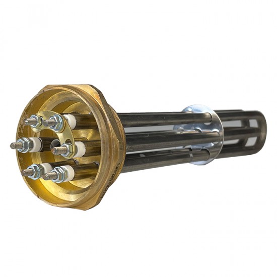 Блок ТЕНів на гайці 2", 7,5 кВт 220 В, L=370 мм прямий