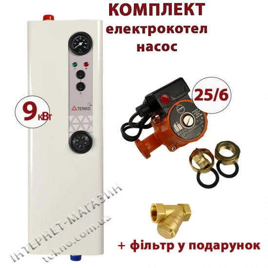 Комплект Tenko Эконом 9 кВт 230 В с насосом