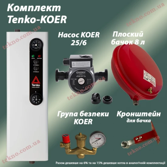 Котел КЕ 12 + KOER (насос + плоский бачок + група безпеки)